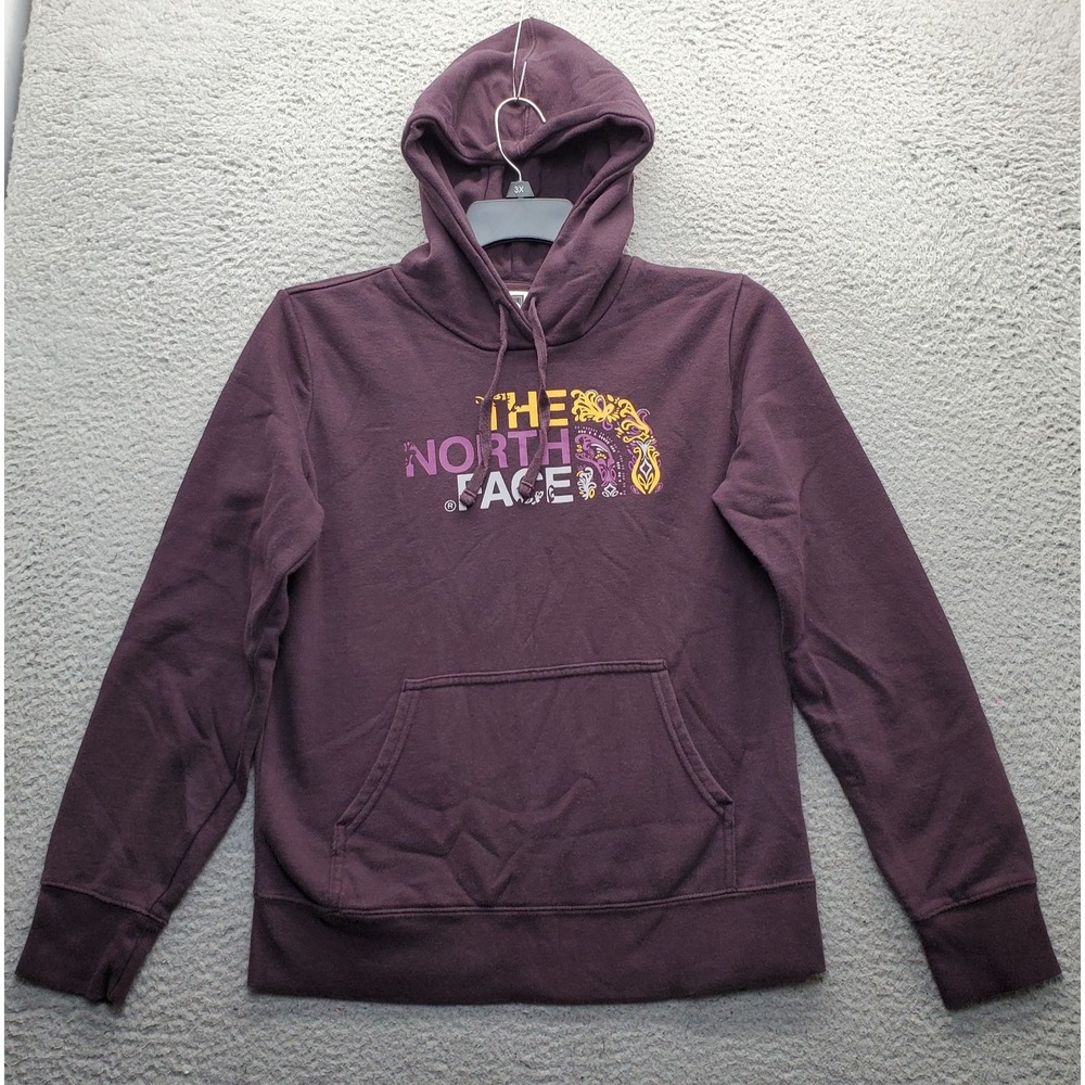The North Face Pullover Hoodie Womens Small Purple Fleece Lined Kangaroo Pocket